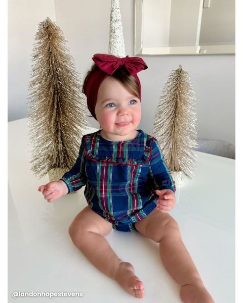 Winter Nights Plaid Long Sleeve Ruffle Yoke Top