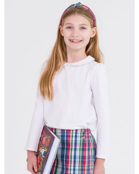 White Peter Pan Collar Long Sleeve Top