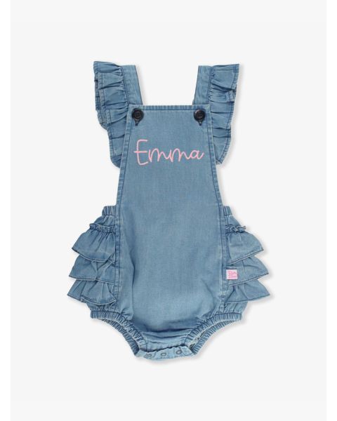 Light Wash Flutter Overall Romper