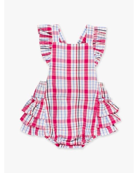 Adley Plaid Flutter Overall Romper