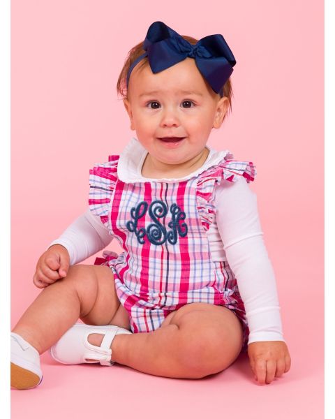 Adley Plaid Flutter Overall Romper