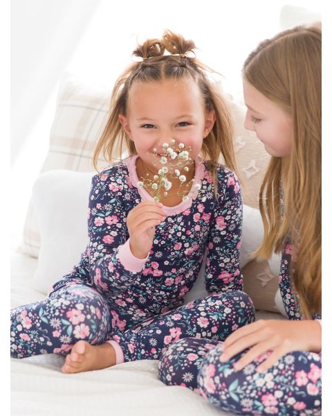 Moonlit Meadow Toddler Ruffle Long Sleeve Pajama Set, Bamboo Viscose