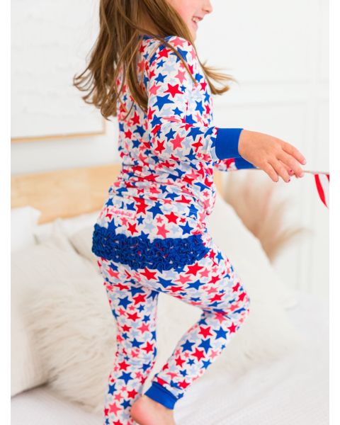 Star-Spangled Toddler Ruffle Long Sleeve Pajama Set, Bamboo Viscose