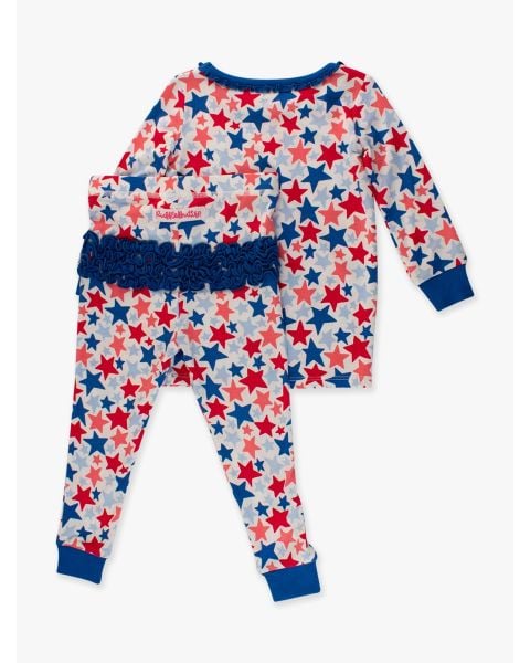 Star-Spangled Toddler Ruffle Long Sleeve Pajama Set, Bamboo Viscose