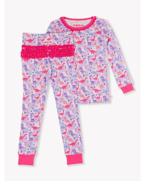 Sweetie-saurus Toddler Ruffle Long Sleeve Pajama Set, Bamboo Viscose