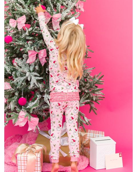 Dear Santa Toddler Ruffle Long Sleeve Pajama Set, Bamboo Viscose