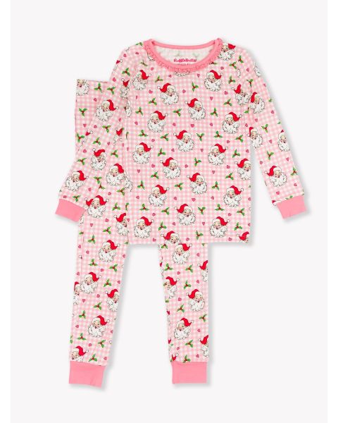 Dear Santa Toddler Ruffle Long Sleeve Pajama Set, Bamboo Viscose