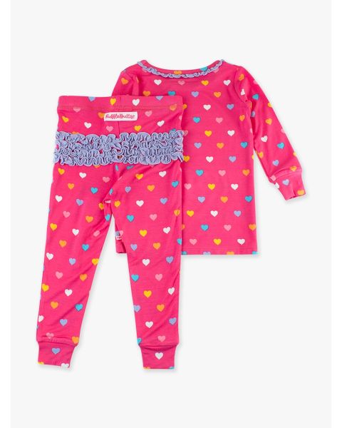 Colorful Hearts Toddler Ruffle Long Sleeve Pajama Set