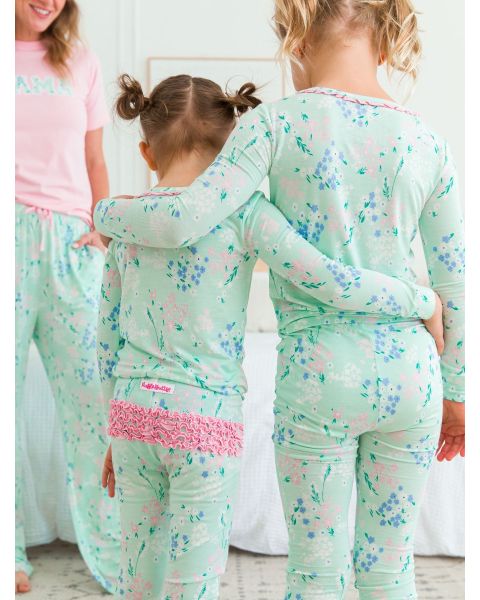Mint Meadow Toddler Ruffle Long Sleeve Pajama Set, Bamboo Viscose