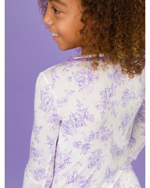 Princess Castle Toile Ruffle Long Sleeve Pajama Set