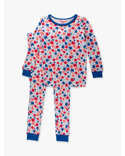Star-Spangled Ruffle Long Sleeve Pajama Set, Bamboo Viscose
