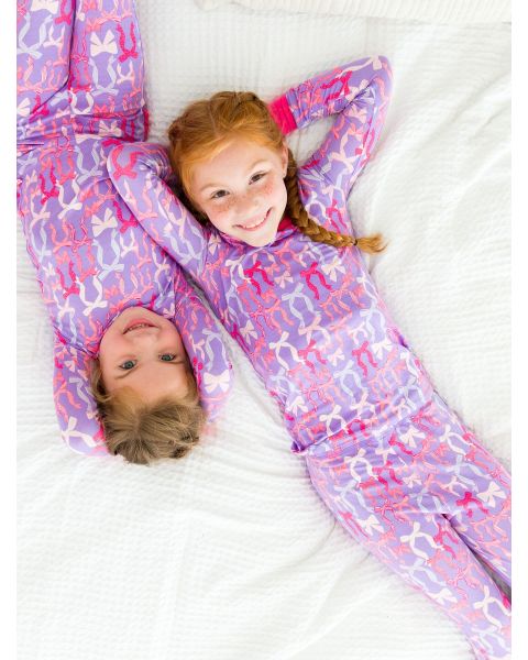 Rosy Ribbons Ruffle Long Sleeve Pajama Set