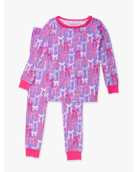 Rosy Ribbons Ruffle Long Sleeve Pajama Set