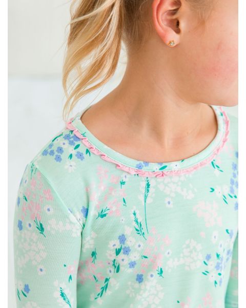 Mint Meadow Ruffle Long Sleeve Pajama Set