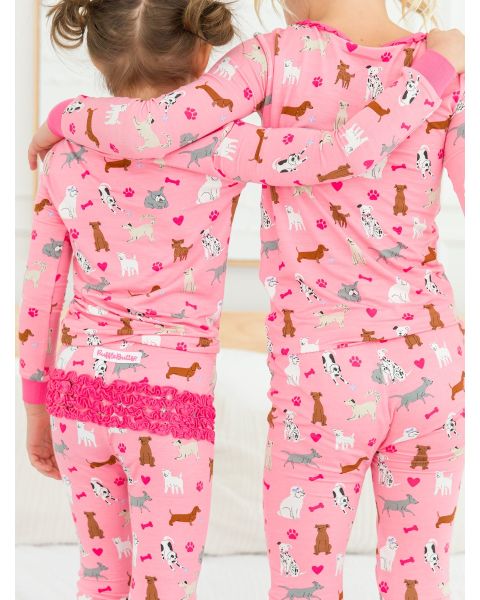 Pink Puppy Playtime Ruffle Long Sleeve Pajama Set