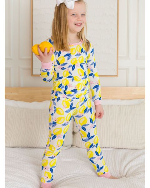 Lemon Capri Ruffle Long Sleeve Pajama Set