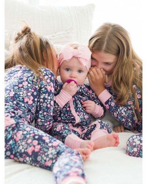 Moonlit Meadow Convertible Ruffle One Piece Pajama, Bamboo Viscose