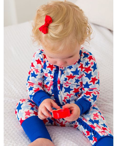 Star-Spangled Convertible Ruffle One Piece Pajama, Bamboo Viscose