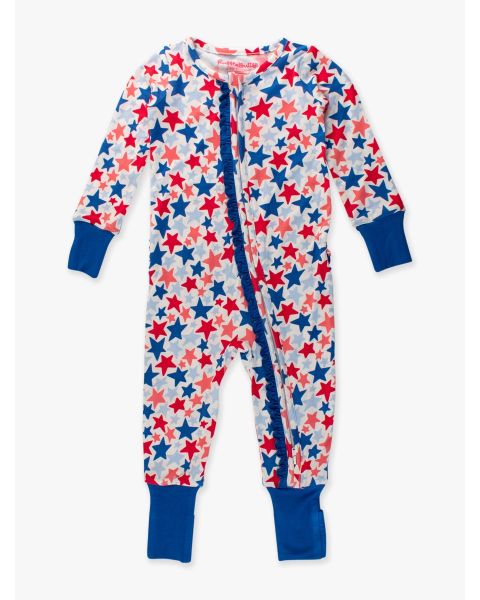 Star-Spangled Convertible Ruffle One Piece Pajama, Bamboo Viscose