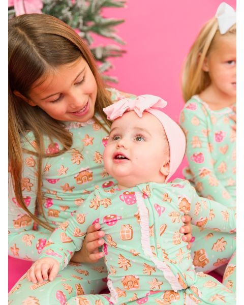 Gingerbread Joy Convertible Ruffle One Piece Pajama, Bamboo Viscose