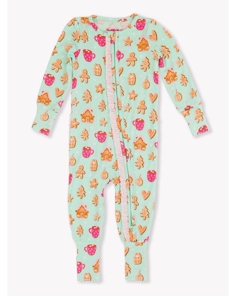 Gingerbread Joy Convertible Ruffle One Piece Pajama, Bamboo Viscose