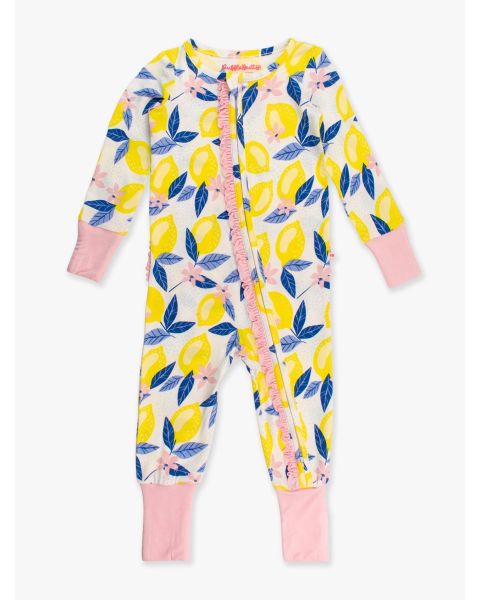 Lemon Capri Convertible Ruffle One Piece Pajama, Bamboo Viscose