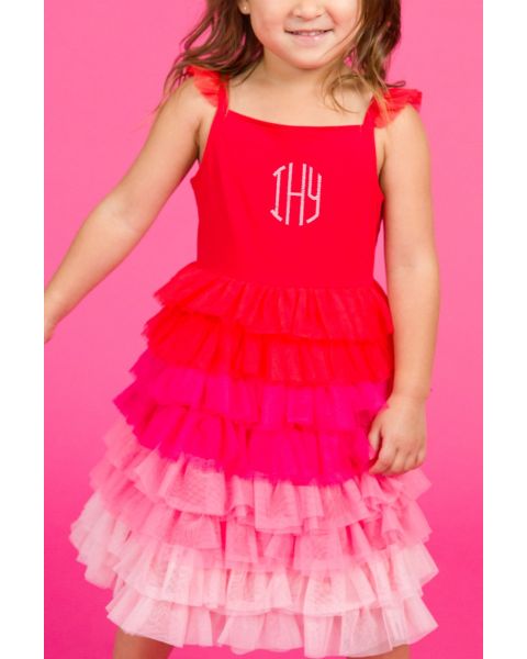 Red Multicolor Layered Tulle Dress