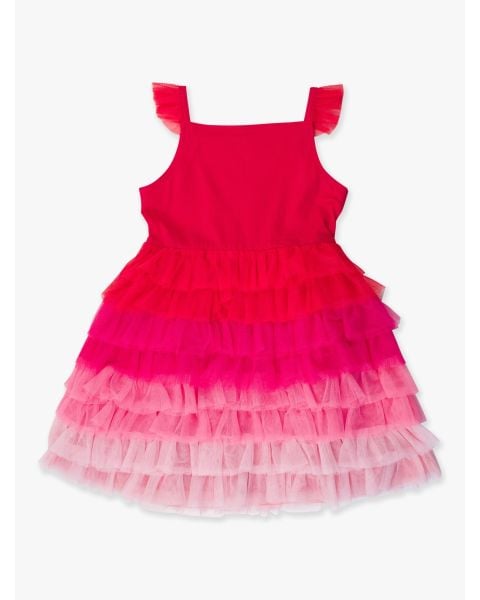 Red Multicolor Layered Tulle Dress