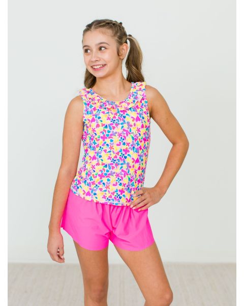 Vibrant Neon Active Ruffle Tank Top