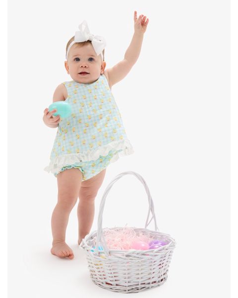 Chirping Chicks Gingham Cotton Gauze Swing Top and Bloomer Set