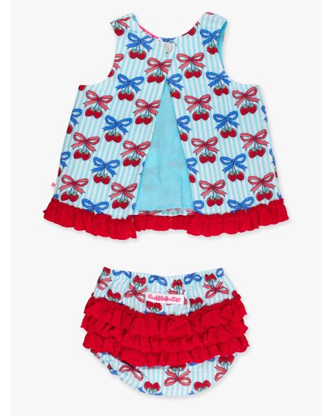 Berries & Bows Cotton Gauze Swing Top and Bloomer Set