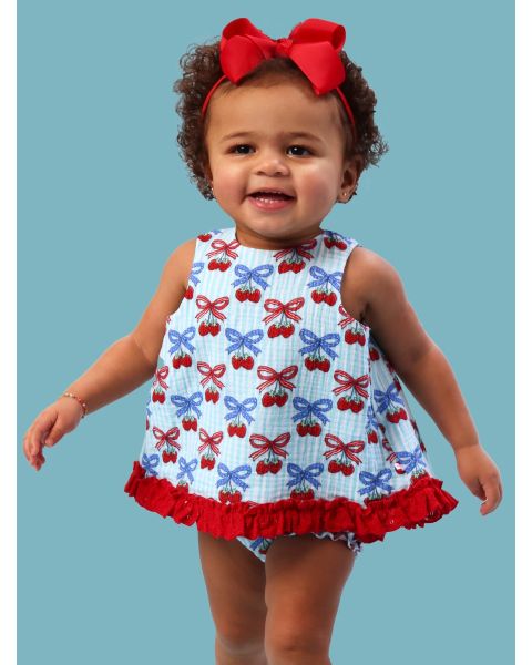 Berries & Bows Cotton Gauze Swing Top and Bloomer Set