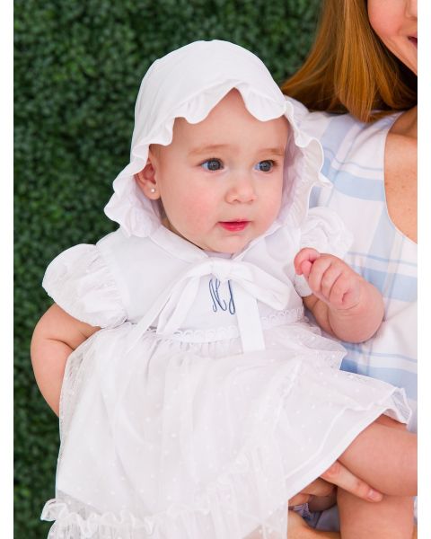 White Dotted Tulle Dress & RuffleButt Bloomer Set