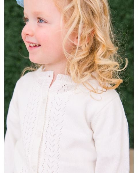 Soft White Lightweight Pointelle Cardigan