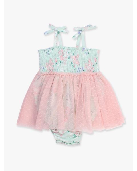 Mint Meadow Tie Smocked Tulle Skirted Romper