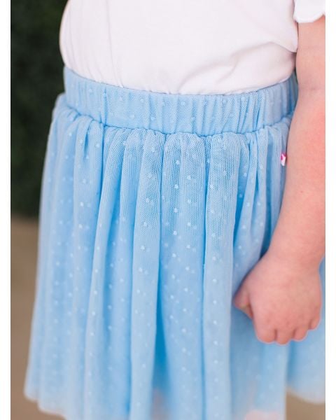 Light Blue Dotted Tulle Skirt