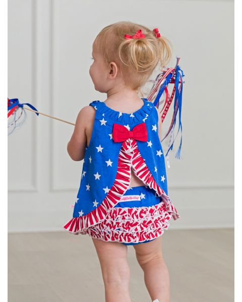 Stars & Stripes Knit Swing Top and Bloomer Set