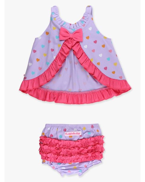 Lavender Colorful Hearts Knit Swing Top and Bloomer Set