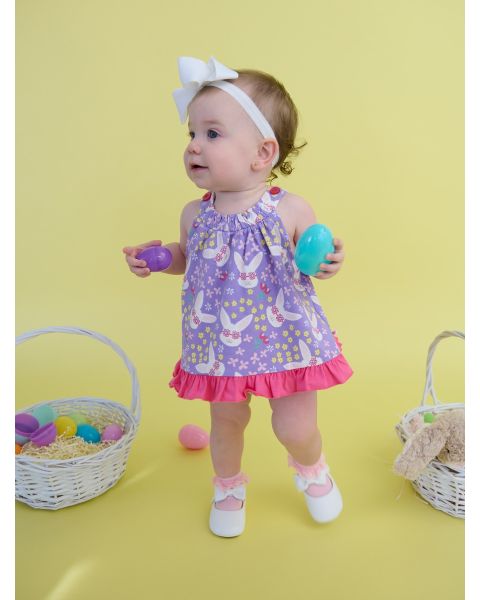 Purple Sunny Bunnies Knit Swing Top and Bloomer Set