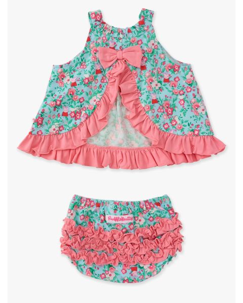 Blue Floral Peppa Pig Knit Swing Top and Bloomer Set