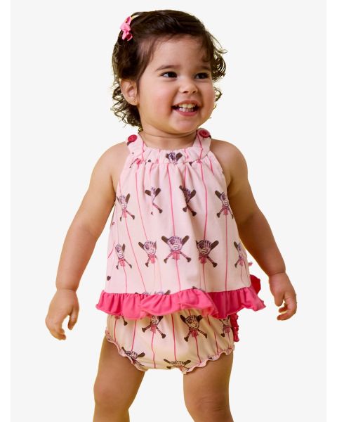 Pink Batter Up Knit Swing Top and Bloomer Set