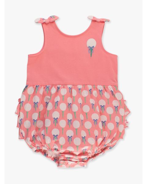 Pink Tee Time Knit Tie Shoulder Bubble Romper