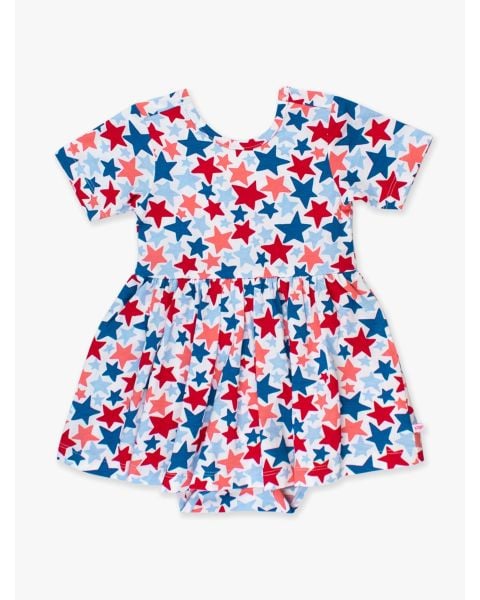 Star-Spangled Knit Short Sleeve Twirl Romper