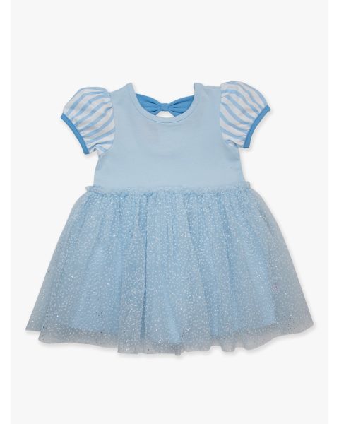 Crystal Blue Princess Short Sleeve Princess Bow Twirl Dress