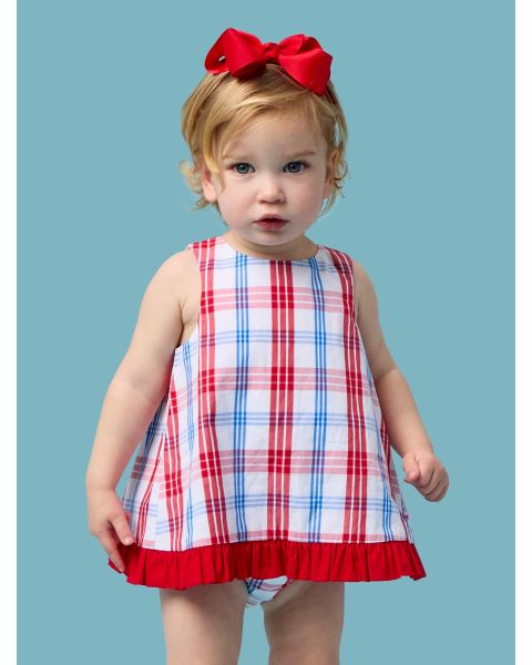 Lincoln Plaid Ruffle Swing Top and Bloomer Set