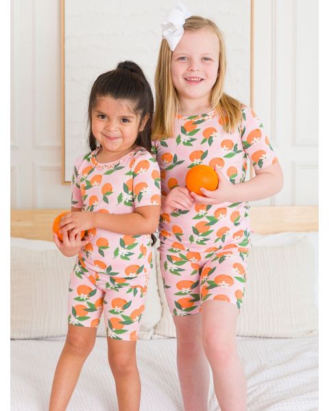 Orange You The Sweetest Ruffle Short Sleeve Pajama Set