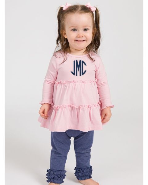 Pink Knit Ruffle Tiered Tunic