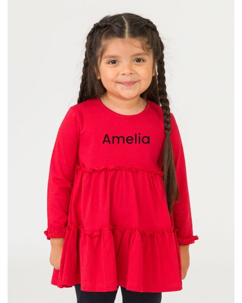 Red Knit Ruffle Tiered Tunic