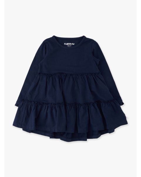 Dark Navy Knit Ruffle Tiered Tunic