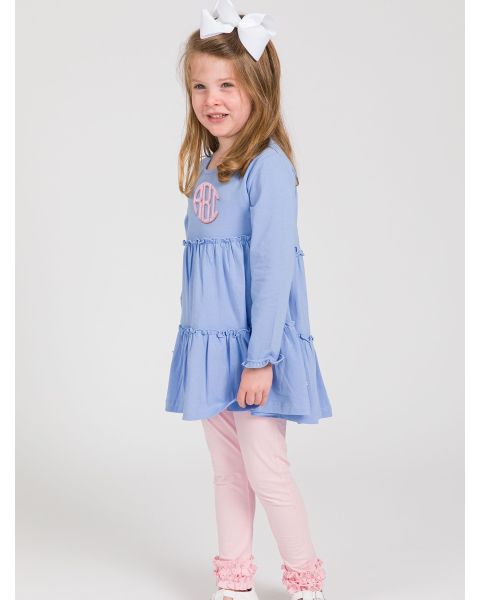 Periwinkle Blue Knit Ruffle Tiered Tunic
